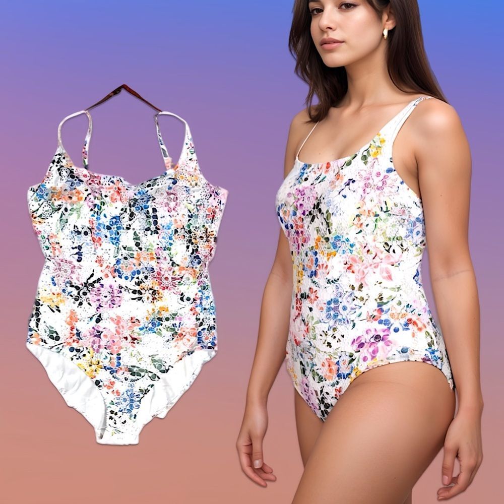 Johnny Was Neon Jungle Eyelet One Piece Swimsuit - Picture 3 of 16